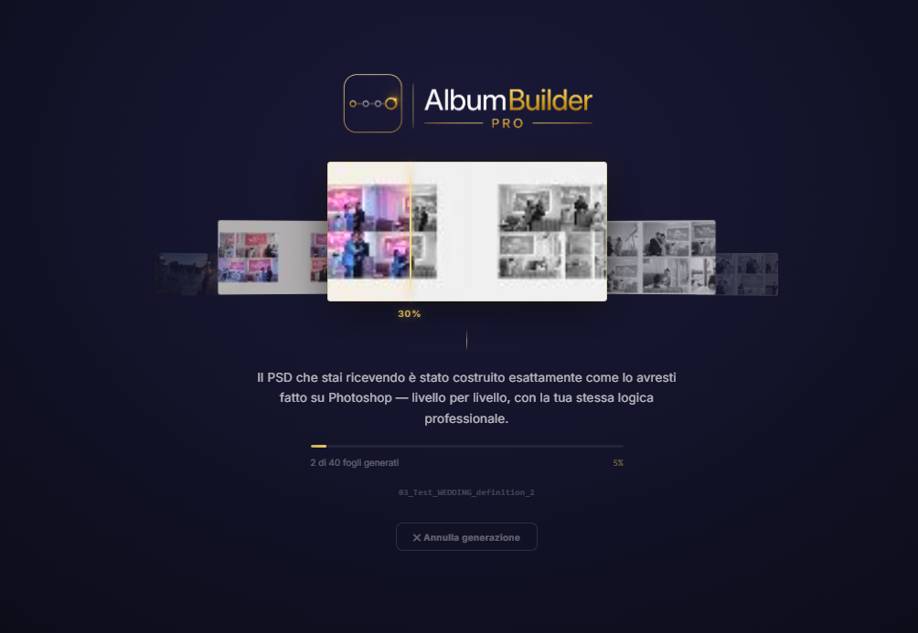 Esportazione album JPG e PSD Photoshop con layer separati