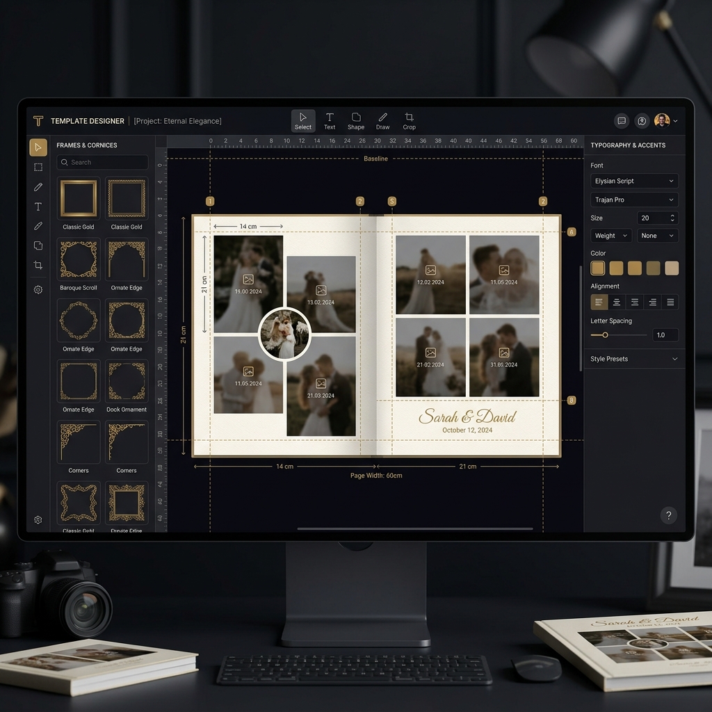 Template Designer — editor canvas album
